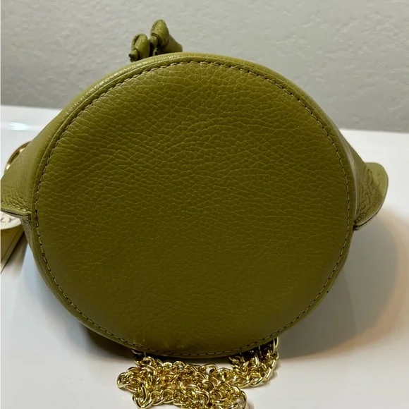 NEW Anna Paola Italian Leather Bucket Bag Made In Italy Olive Green - Picture 7 of 9